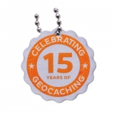 15 Years of Geocaching Travel Tag