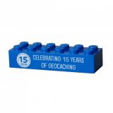 15 Years of Geocaching Trackable Brick- Blue