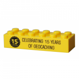 15 Years of Geocaching Trackable Brick - Yellow