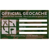 Geocaching Etikett "Green Camo" klein, englisch