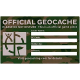 Geocaching Etikett "Green Camo" mittel, englisch