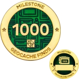 Meilenstein Geocoin und Anhänger Set 1000. Fund