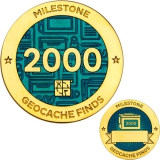 Meilenstein Geocoin und Anhänger Set 2000. Fund