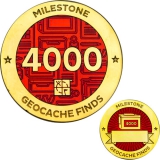 Meilenstein Geocoin und Anhänger Set 4000. Fund