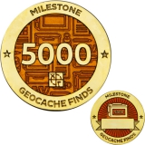 Meilenstein Geocoin und Anhänger Set 5000. Fund