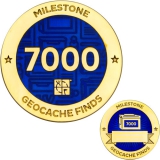 Meilenstein Geocoin und Anhänger Set 7000. Fund