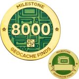 Meilenstein Geocoin und Anhänger Set 8000. Fund