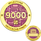 Meilenstein Geocoin und Anhänger Set 9000. Fund